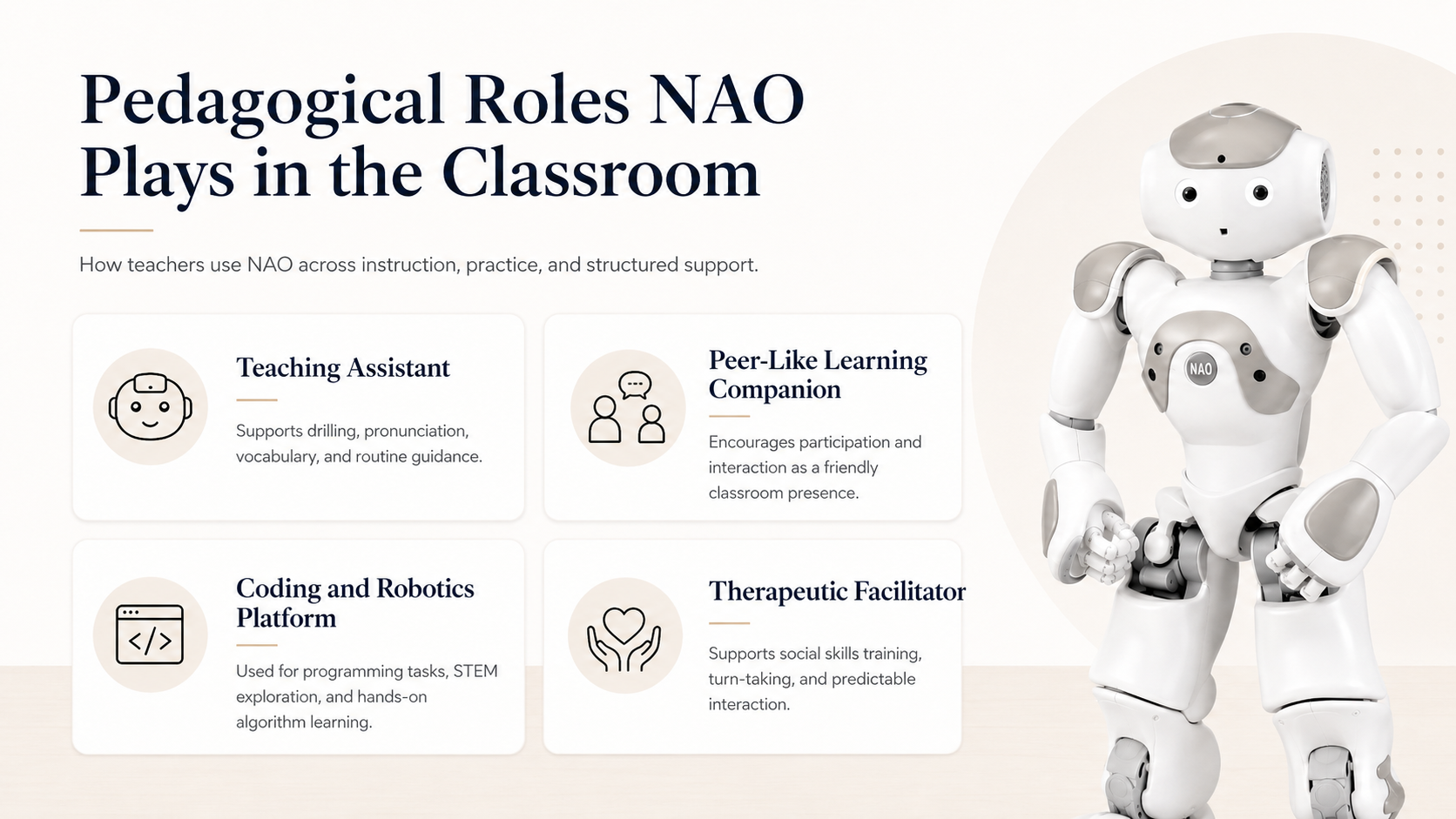 Pedagogical roles of NAO robot in education