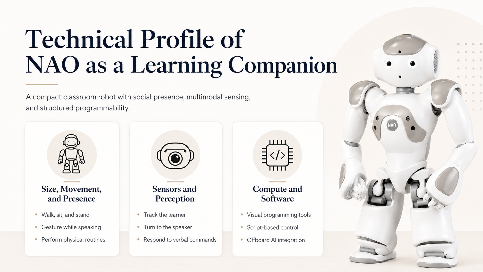 Technical profile of NAO as a learning companion