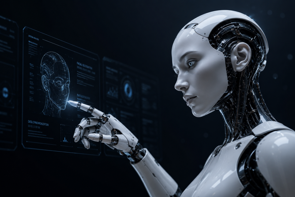 Lifelike humanoid android illustrating the cost of advanced robot development